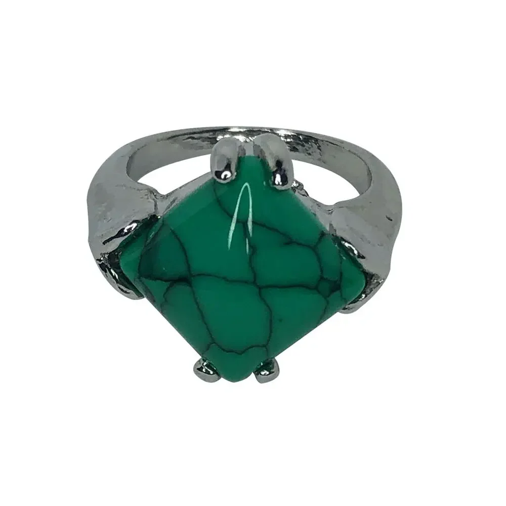 Turquoise Large Diamond Shaped Ring - Size 6.5